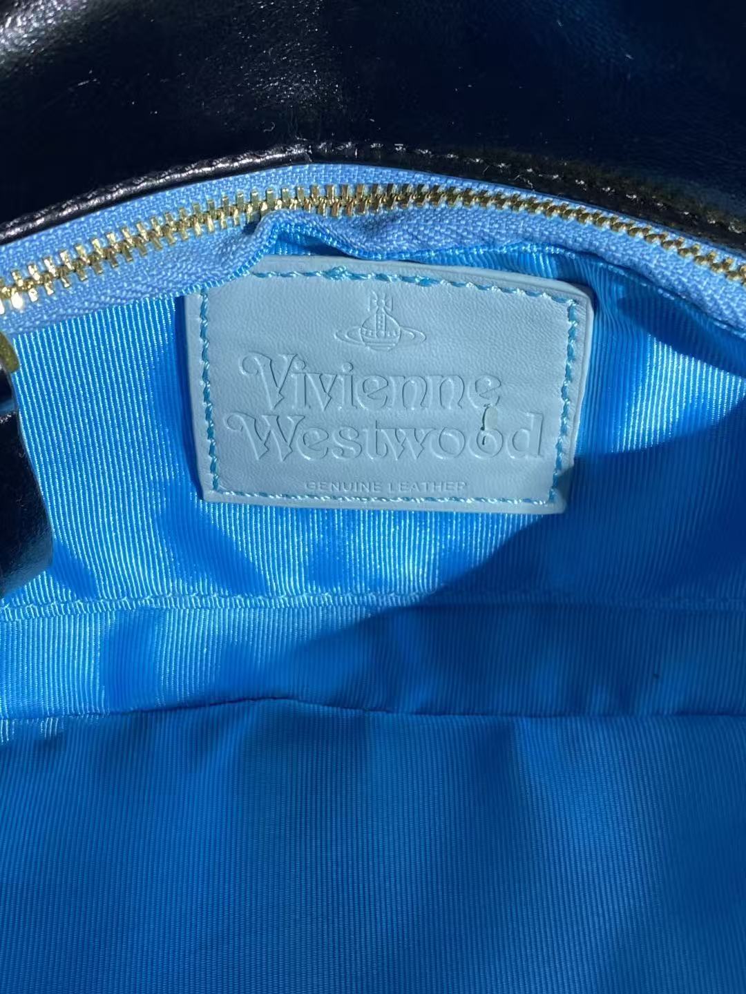 Vivienne Westwood Medium Anita Shoulder Bag Black Shiny Lambskin