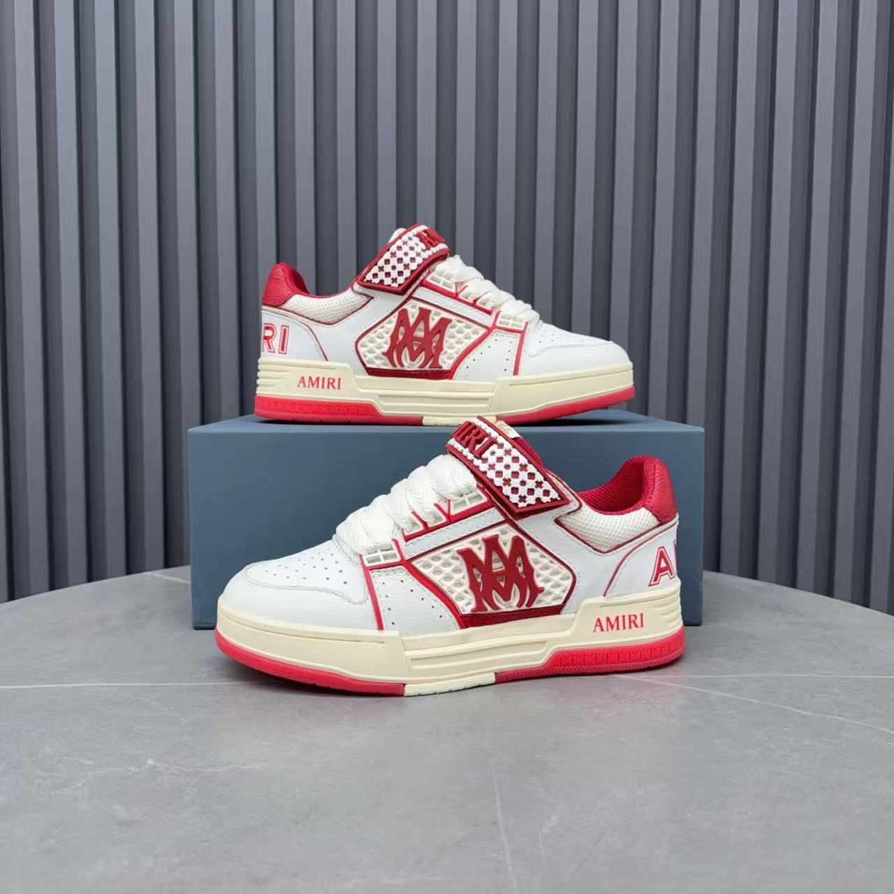 Amiri 26s MA Skyline Sneakers  Red Cowhide Mesh