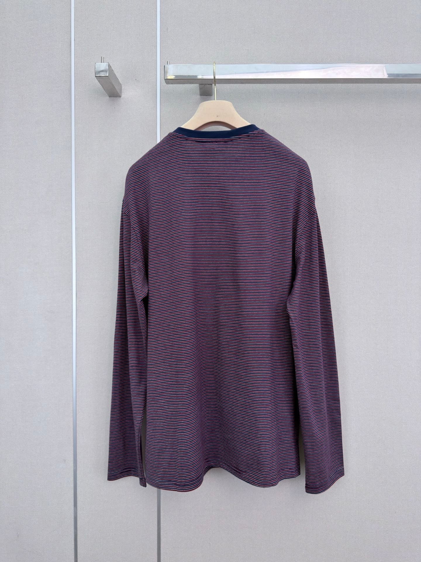 Miumiu Jersey Striped Shirt in Burgundy Cotton