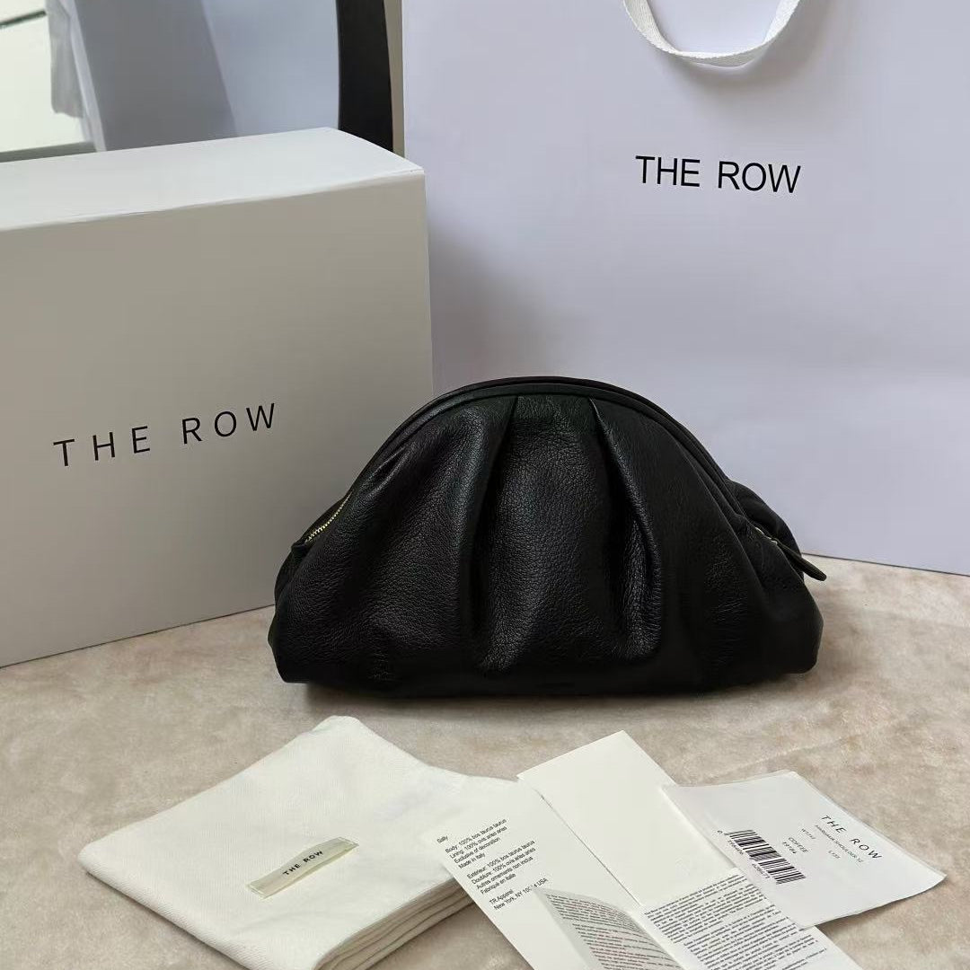The Row Charlotte Clutch Bag Black Lambskin