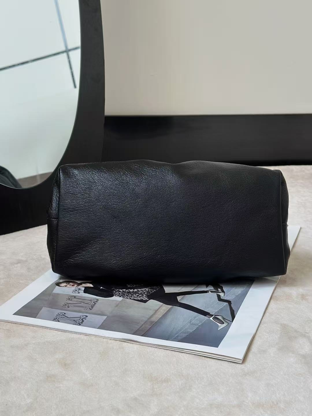 The Row Charlotte Clutch Bag Black Lambskin
