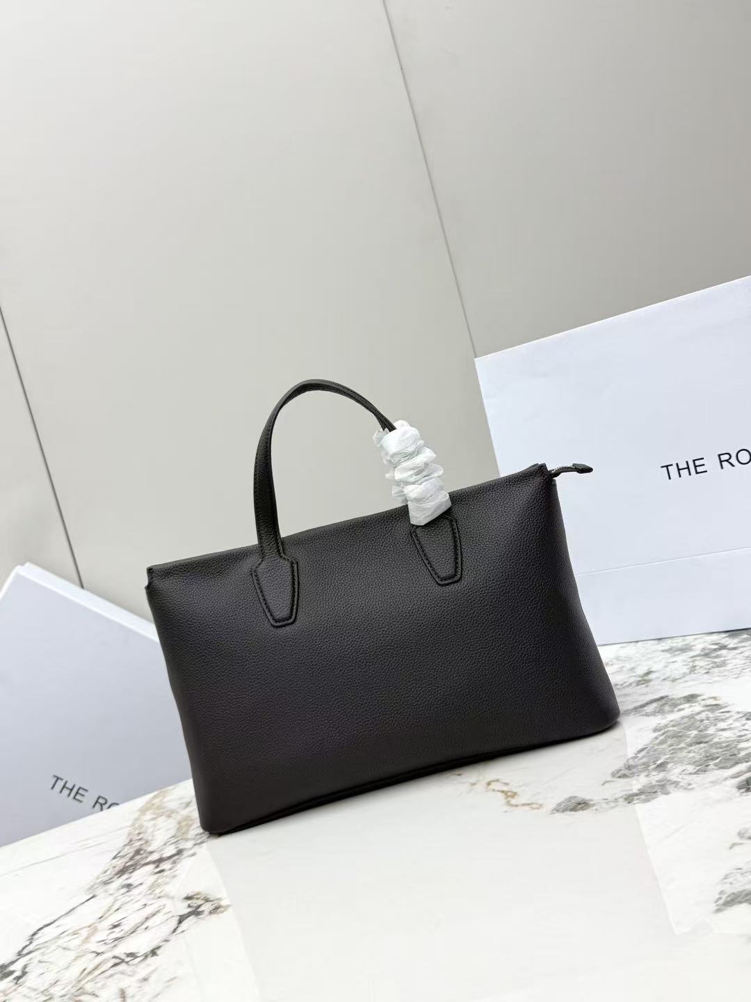 The Row Marcel Bag Black Grain Leather