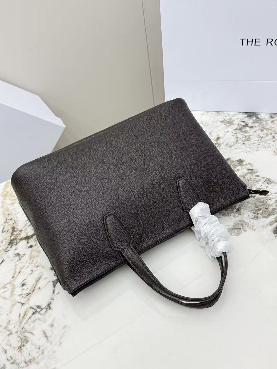 The Row Marcel Bag Black Grain Leather