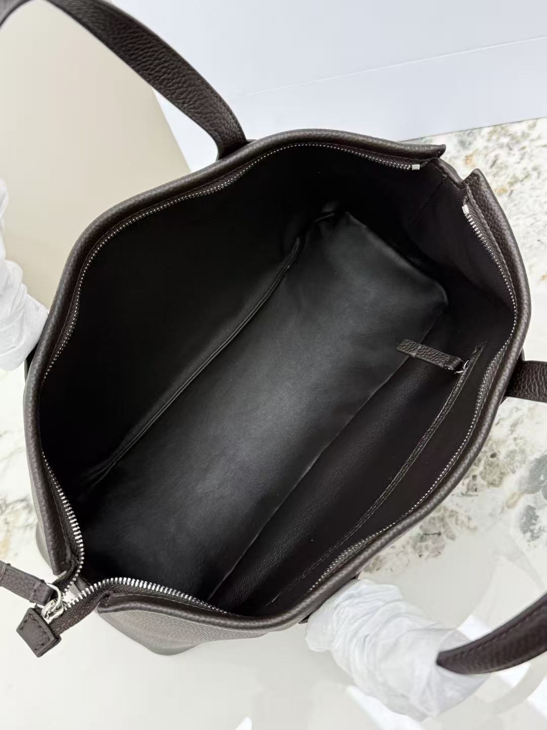 The Row Marcel Bag Black Grain Leather