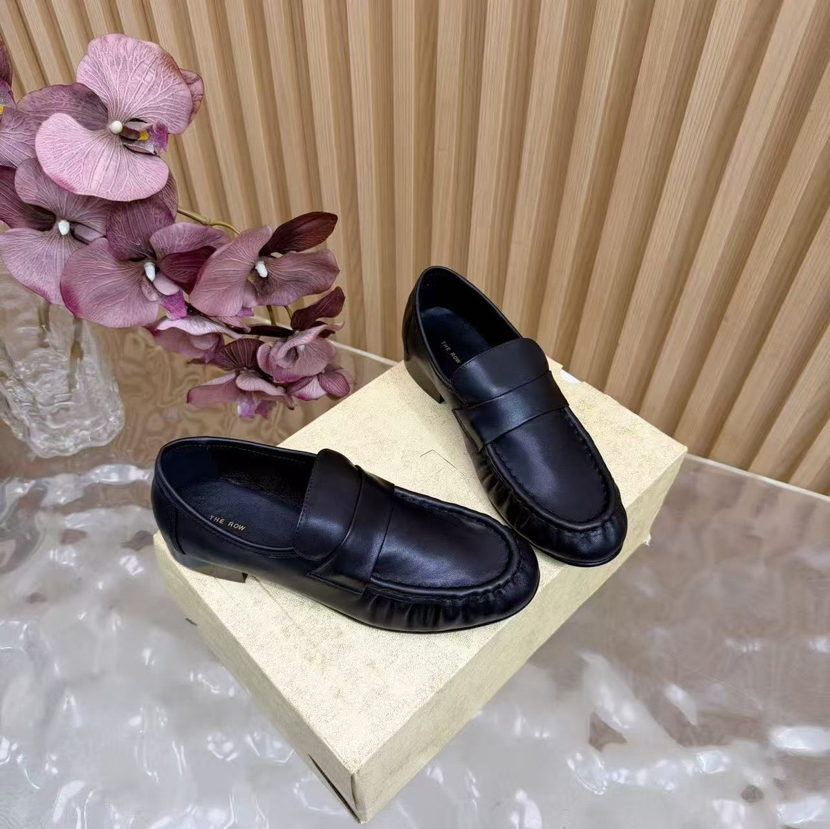 The Row Soft Loafers Black Nappa Leather