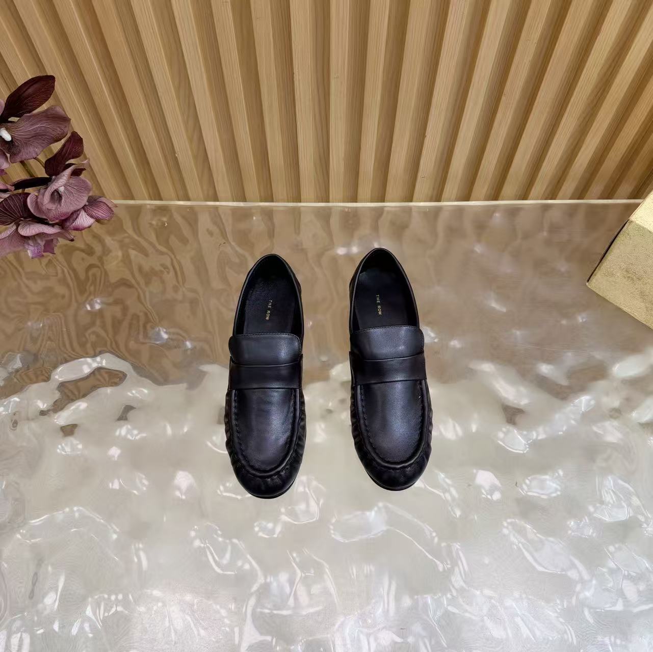 The Row Soft Loafers Black Nappa Leather