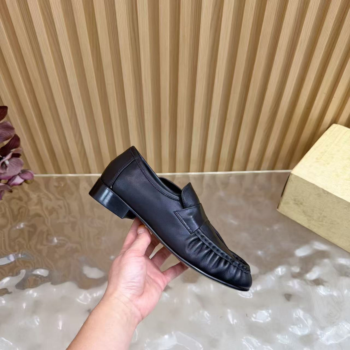 The Row Soft Loafers Black Nappa Leather