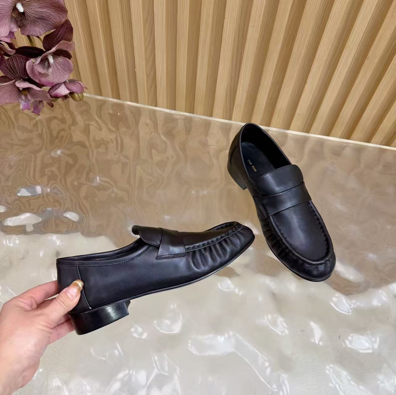 The Row Soft Loafers Black Nappa Leather