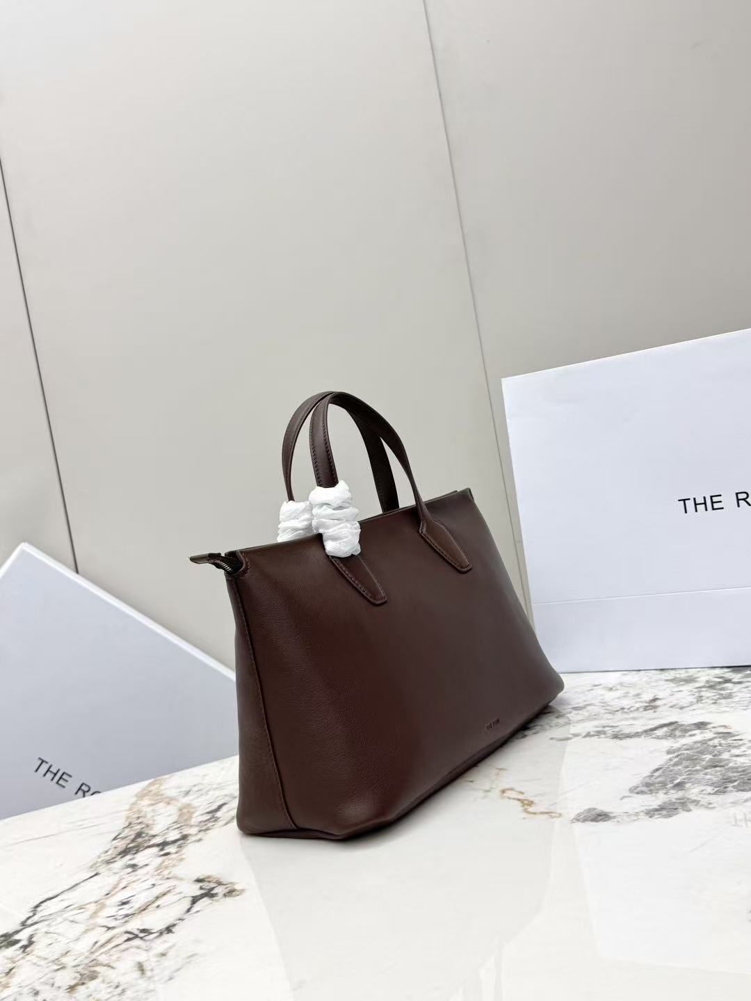 The Row 26s Marcel Tote Bag Dark Brown Leather