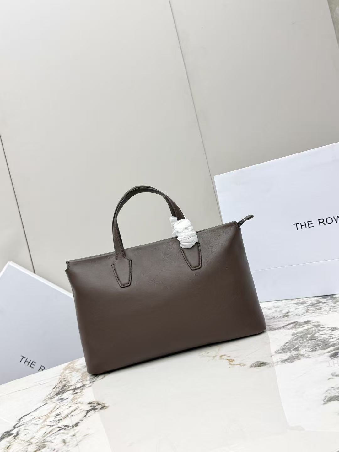 The Row 26s Marcel Tote Bag Dark Brown Leather