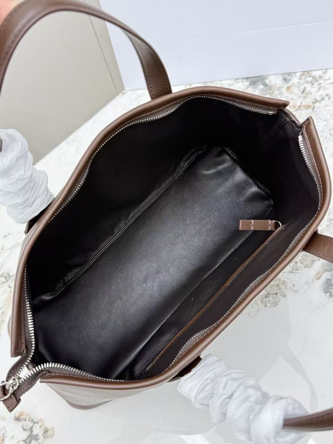 The Row 26s Marcel Tote Bag Dark Brown Leather