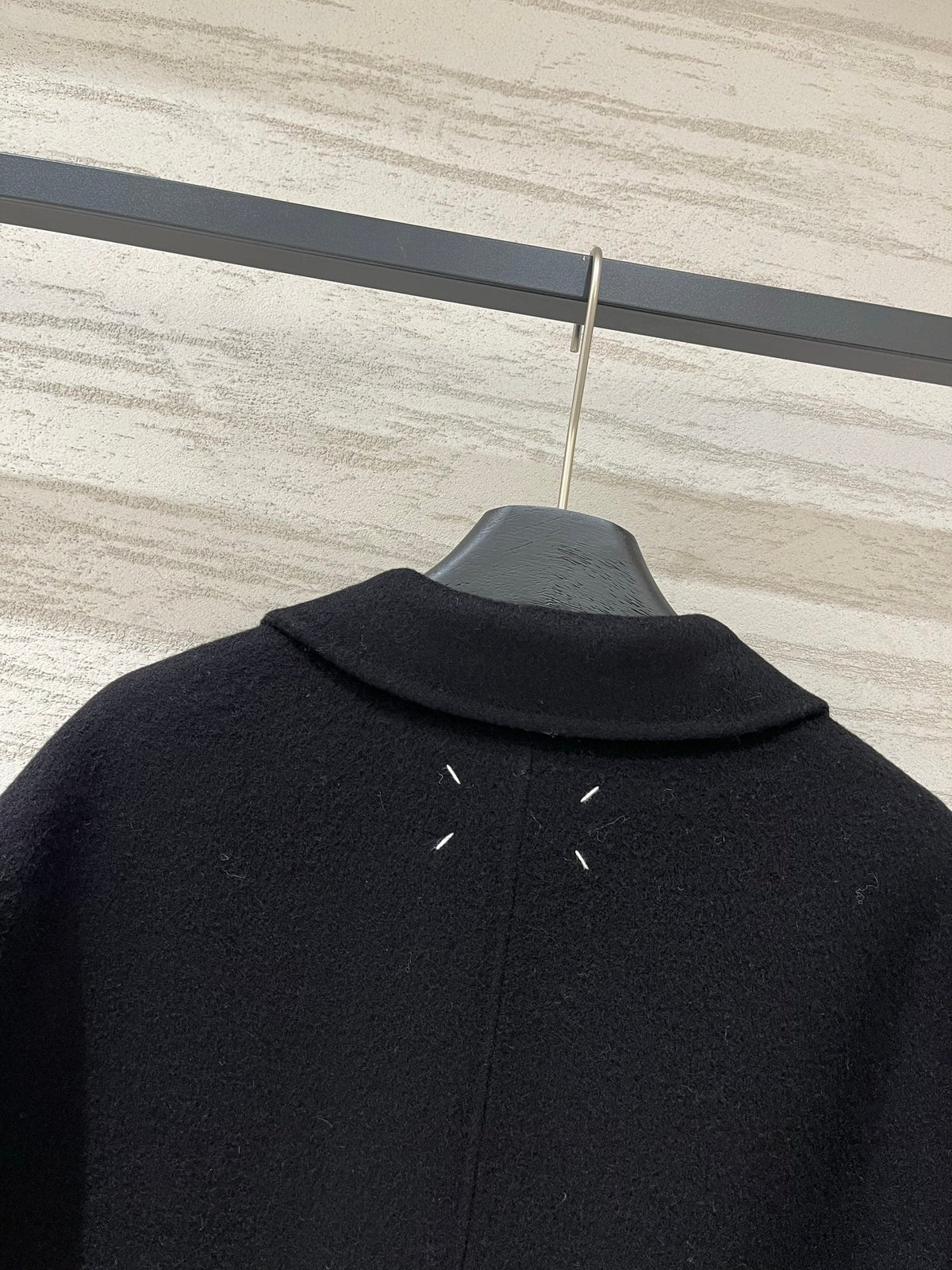 MM6 Double Breasted Coat in Black Wool