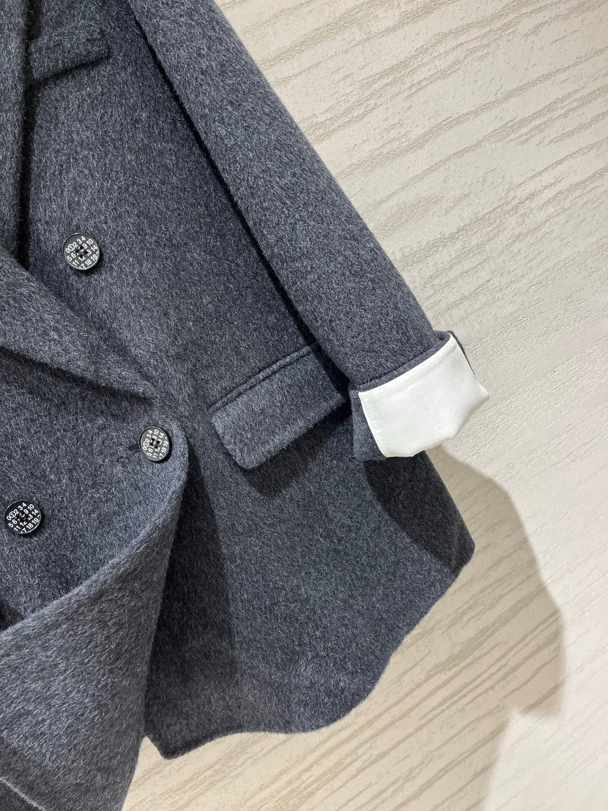 MM6 Double Breasted Coat in Grey Wool
