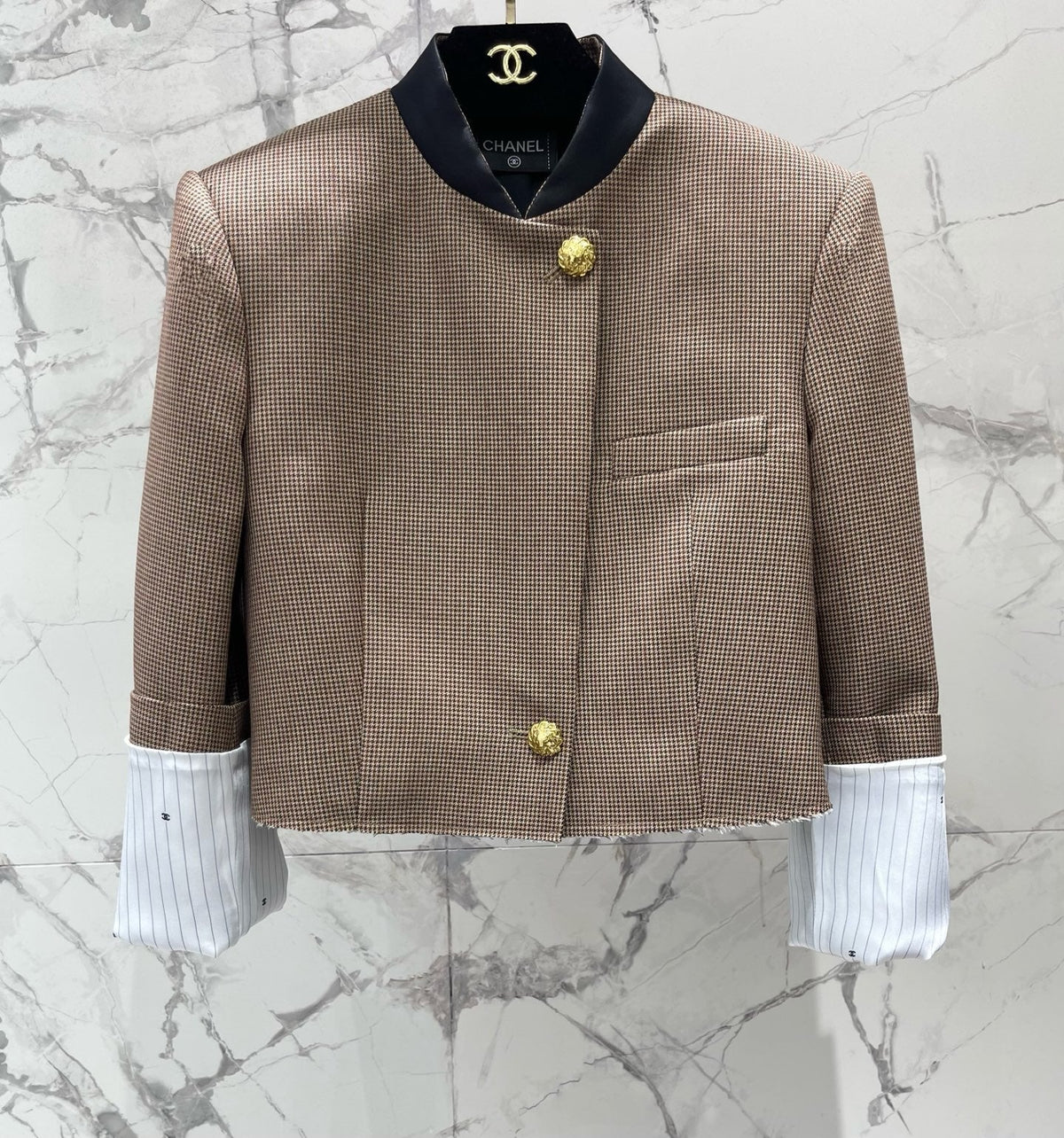 CC 26S Houndstooth Jacket Brown Ecru Polyester Wool