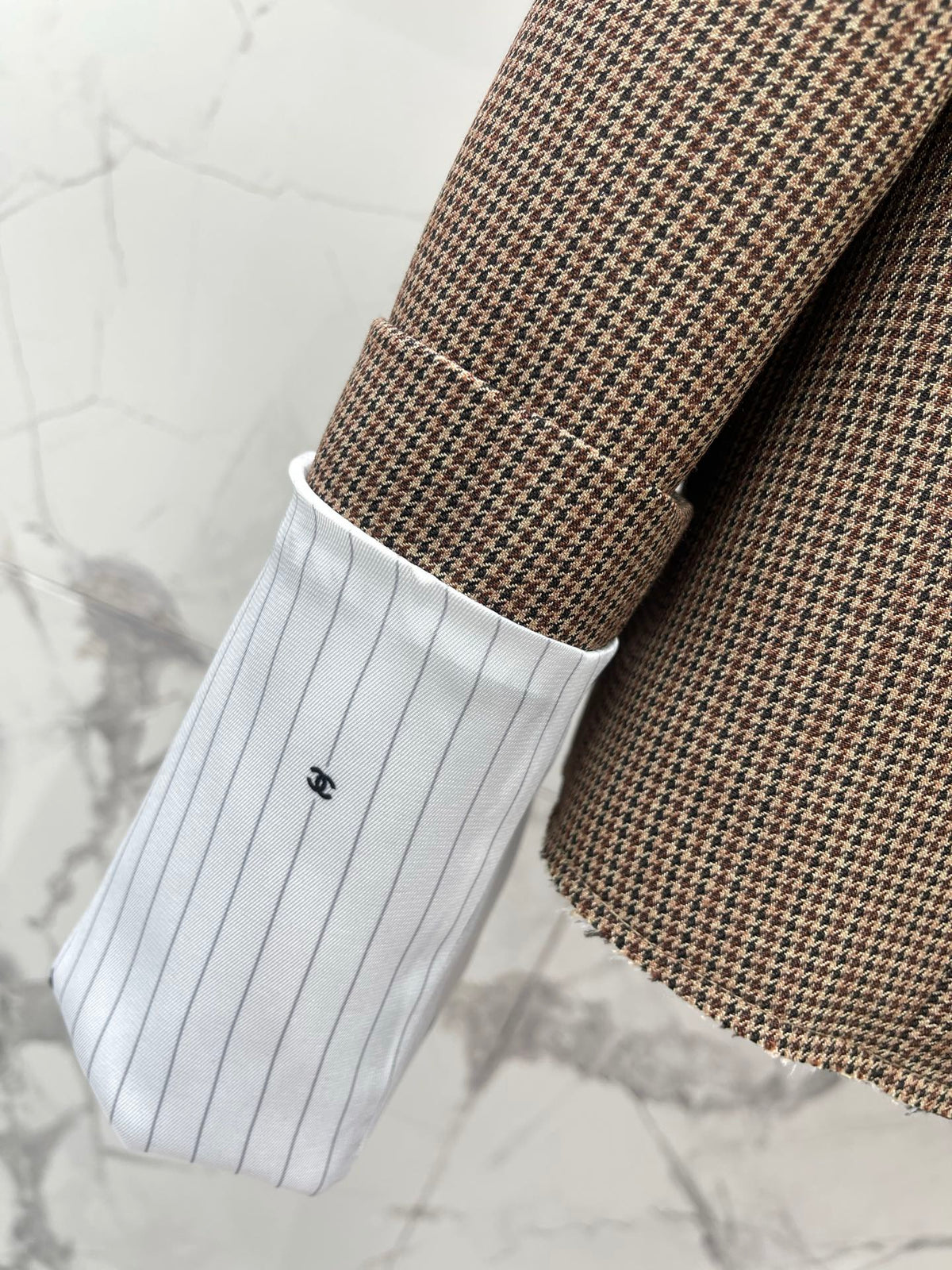 CC 26S Houndstooth Jacket Brown Ecru Polyester Wool