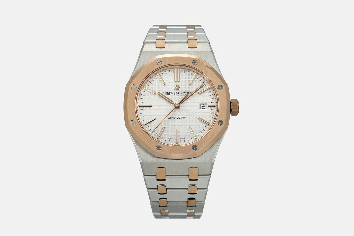 AP Royal Oak Automatic Two Tone Rose Gold Steel White Dial
