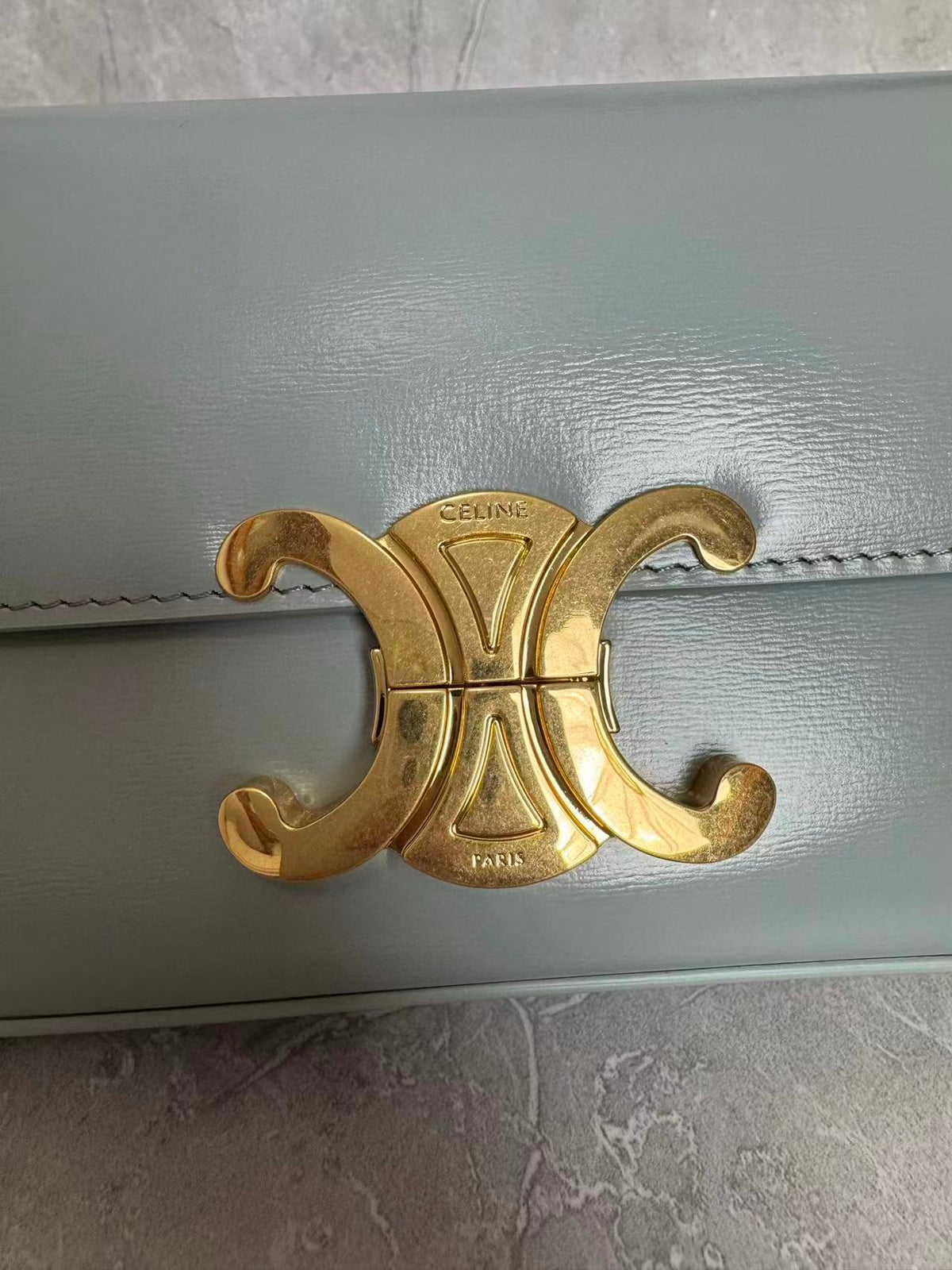 Classic Triomphe 20 Blue Grey Calfskin Gold Hardware