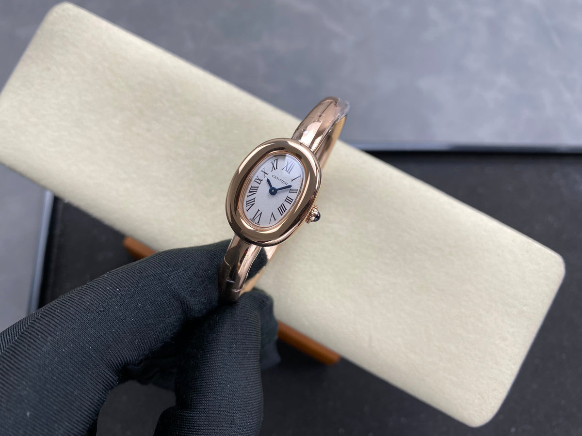 Cartier Baignoire Mini 18.5mm Pink Gold Clous de Paris Dial