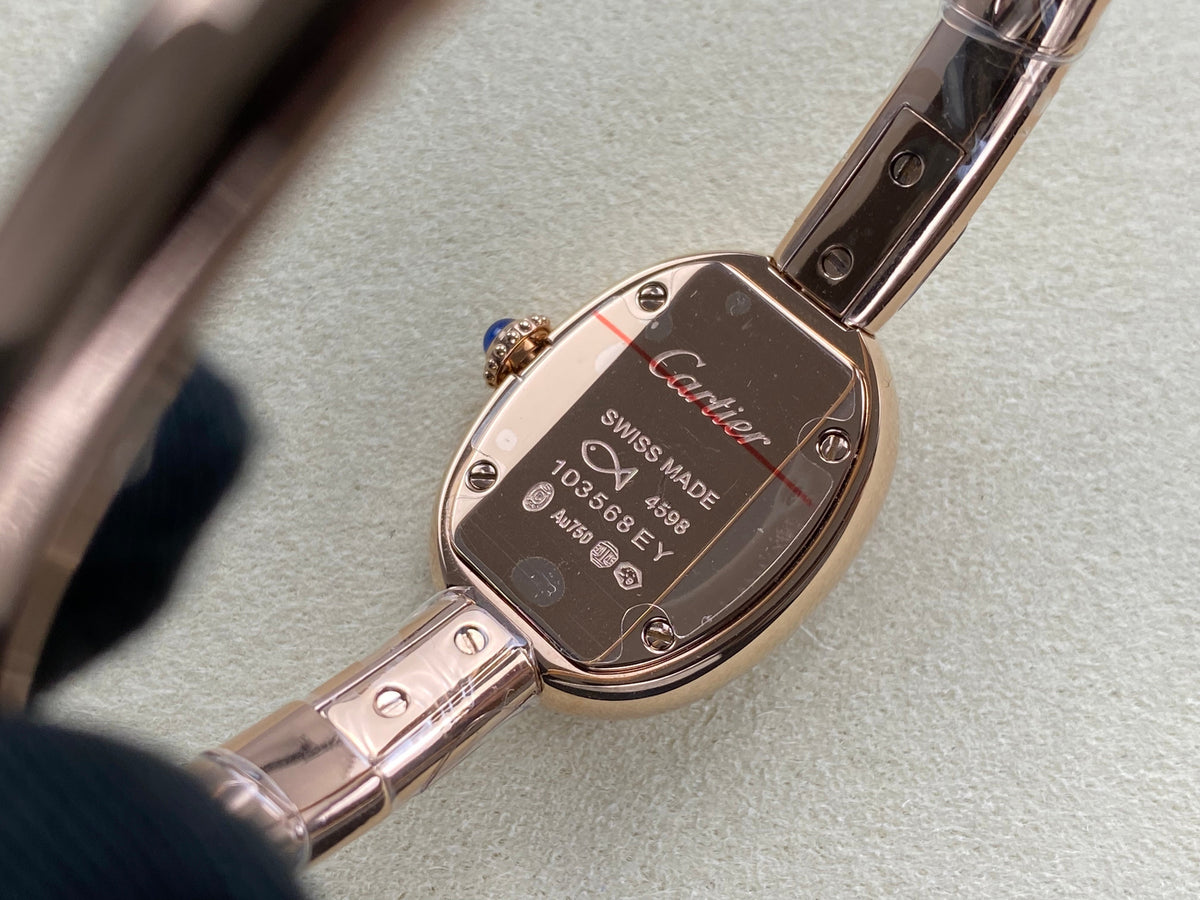 Cartier Baignoire Mini 18.5mm Pink Gold Clous de Paris Dial