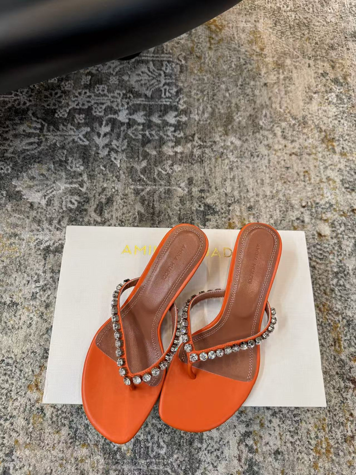 Amina Muaddi 26s Gigi Thong Sandals Satin Crystal White