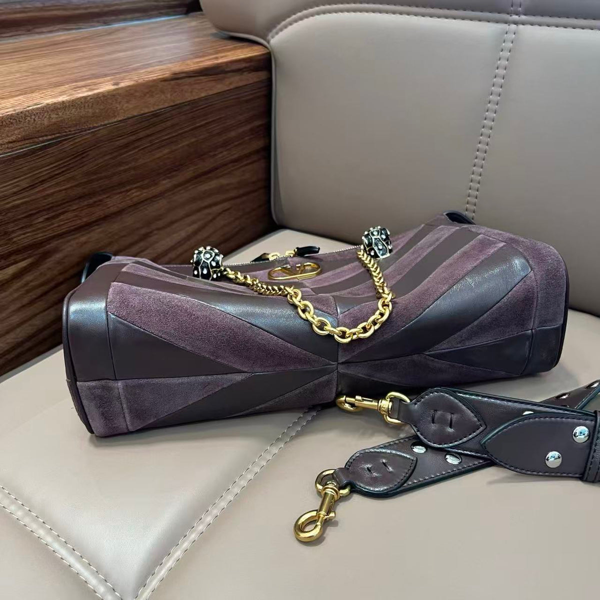 Valentino Garavani Panthea Medium Shoulder Bag Dark Brown Premium Suede and Nappa 2026899