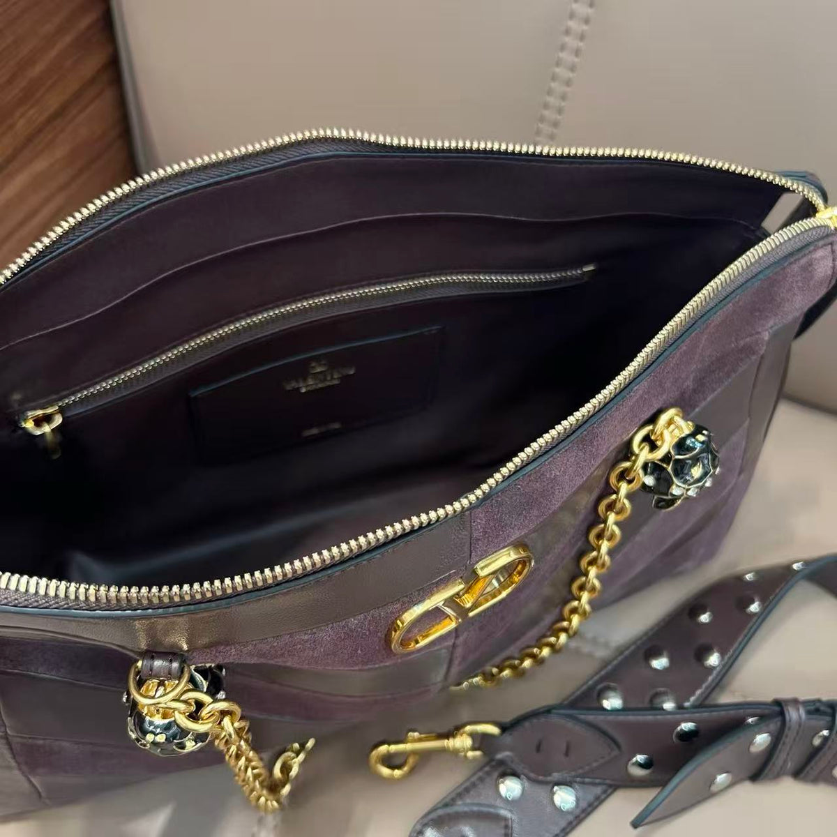 Valentino Garavani Panthea Medium Shoulder Bag Dark Brown Premium Suede and Nappa 2026899
