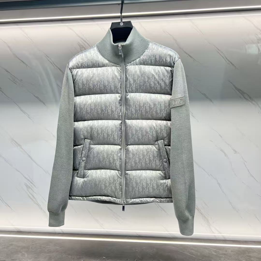 Dior 26s Puffer Jacket Olive Green Dior Oblique Embroidered Canvas