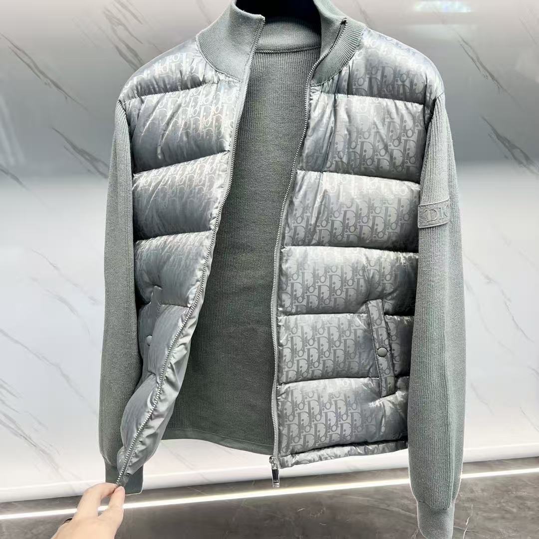 Dior 26s Puffer Jacket Olive Green Dior Oblique Embroidered Canvas