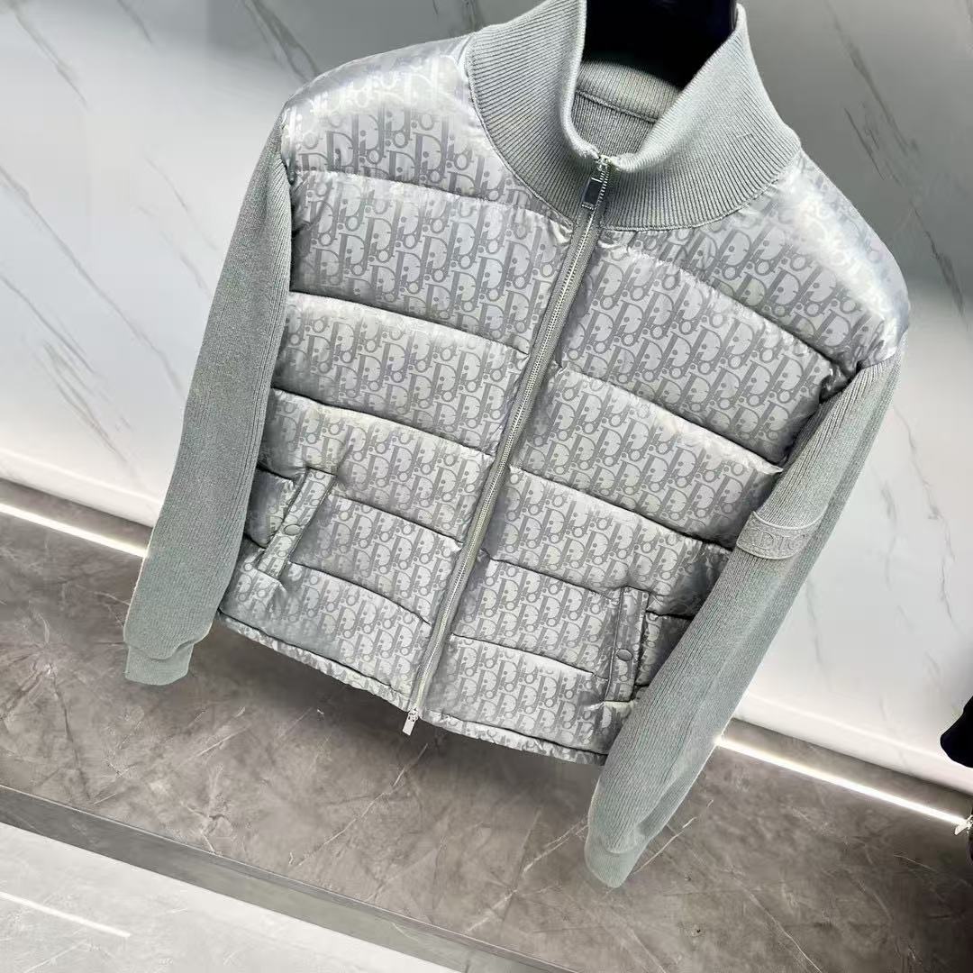 Dior 26s Puffer Jacket Olive Green Dior Oblique Embroidered Canvas