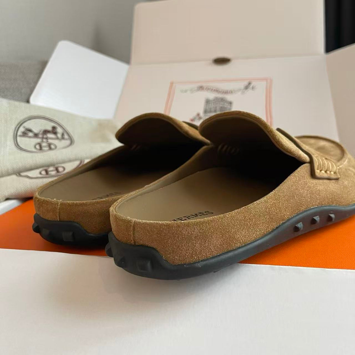 Hermes 2026 Mule Brown Suede Leather
