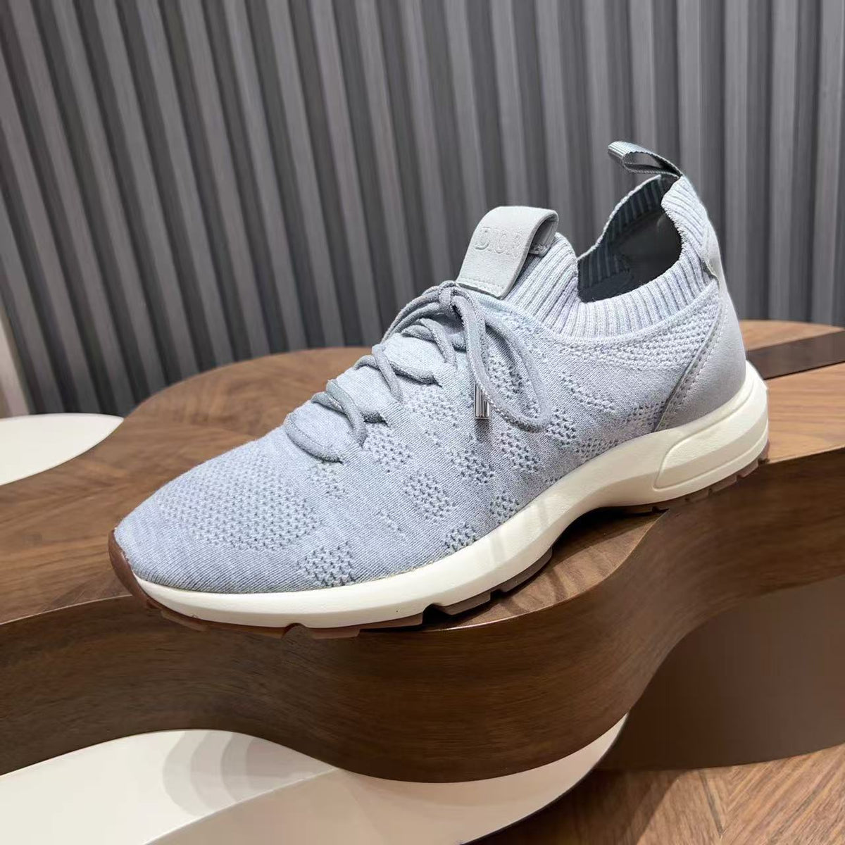 Dior 26s Knit Sneakers Sock Runner Light Gray Cream