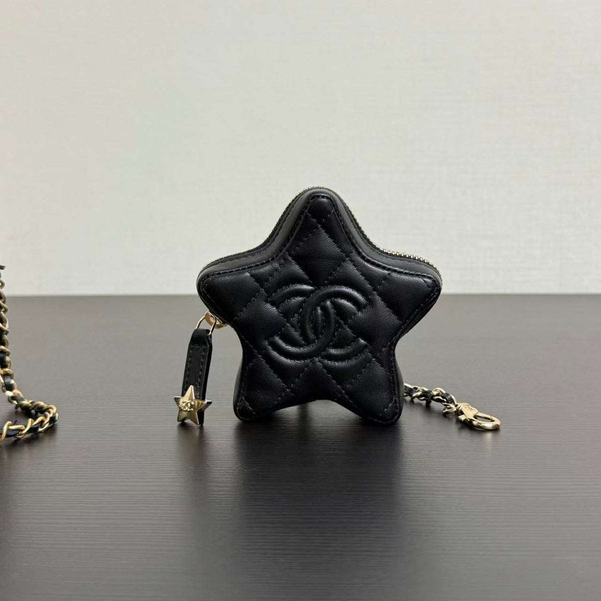 Chanel 26C Accessories Mini Star Bag Charm Black Lambskin AP4985