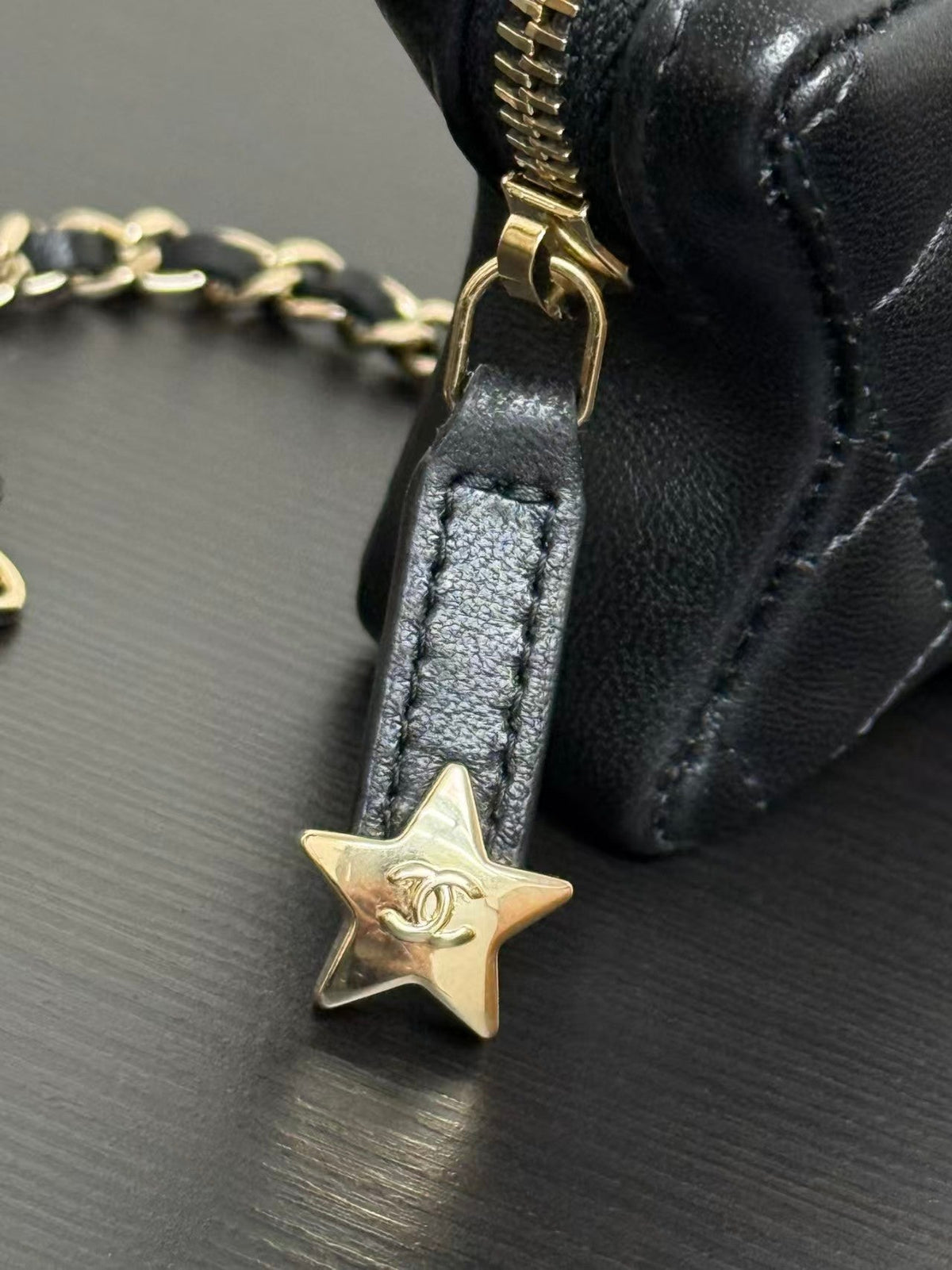 Chanel 26C Accessories Mini Star Bag Charm Black Lambskin AP4985