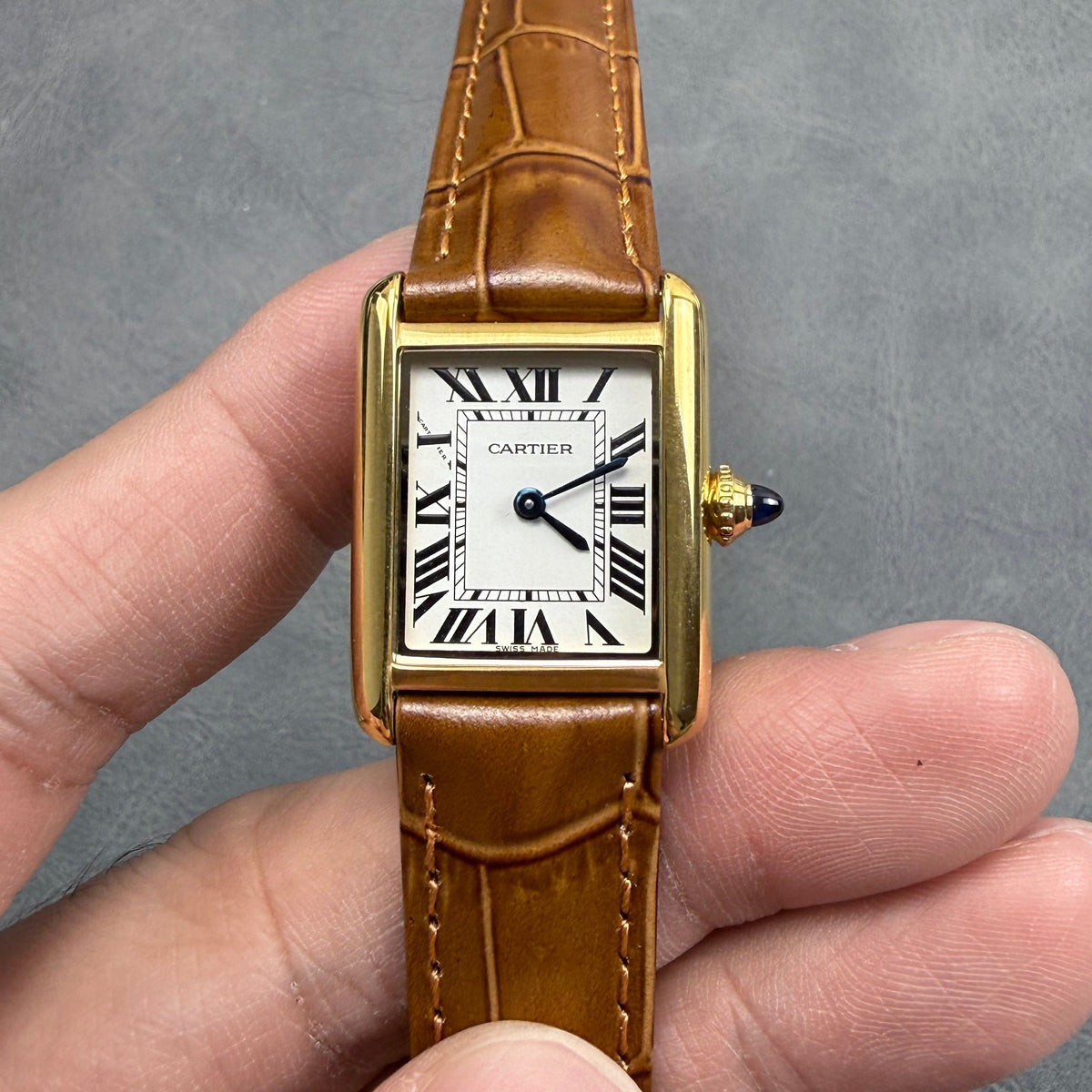 Tank Must 22mm Gold Tan Brown Crocodile