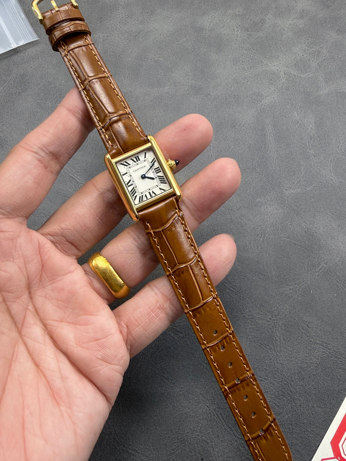 Tank Must 22mm Gold Tan Brown Crocodile