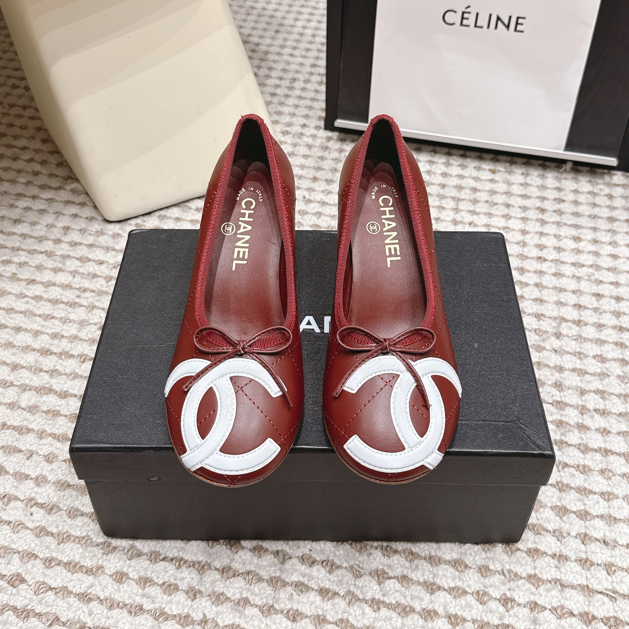 CC 26s Pearl High Heels 5.5cm Burgundy Calfskin