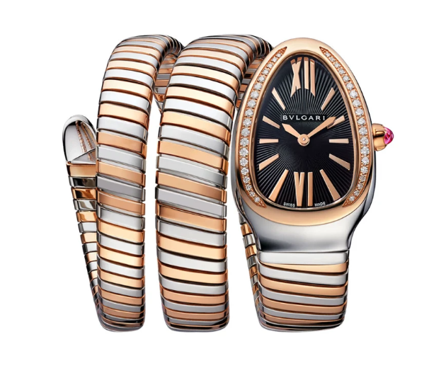 Bulgari Serpenti Tubogas 35mm Steel and Rose Gold Diamond Quartz Watch