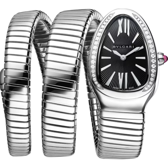 Bulgari Serpenti Tubogas 35cm Black Diamond Double Tour Watch