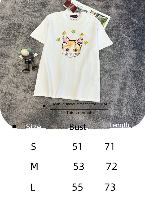 GG SS26 Cat Print Short-sleeved T-shir Cotton 350834