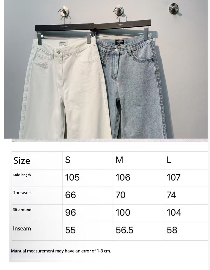 CC SS26 Wide-Leg Jeans with Logo Trim Light Blue Cotton 350939