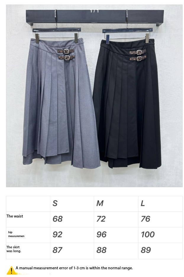 LV Long Pleated Skirt Black Polyester 351904