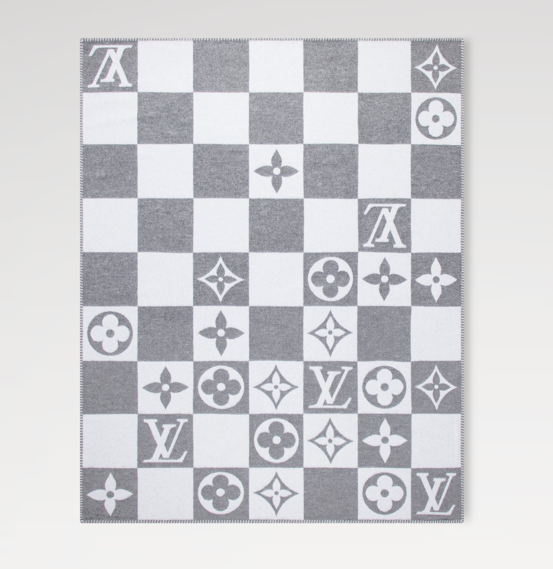 LV Checkmate Blanket Grey White