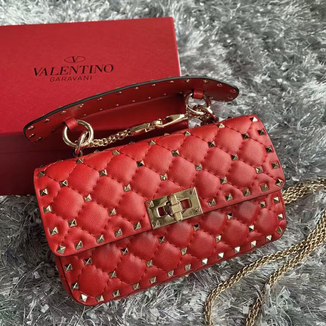 VT Small Rockstud Spike Bag 20cm Lambskin
