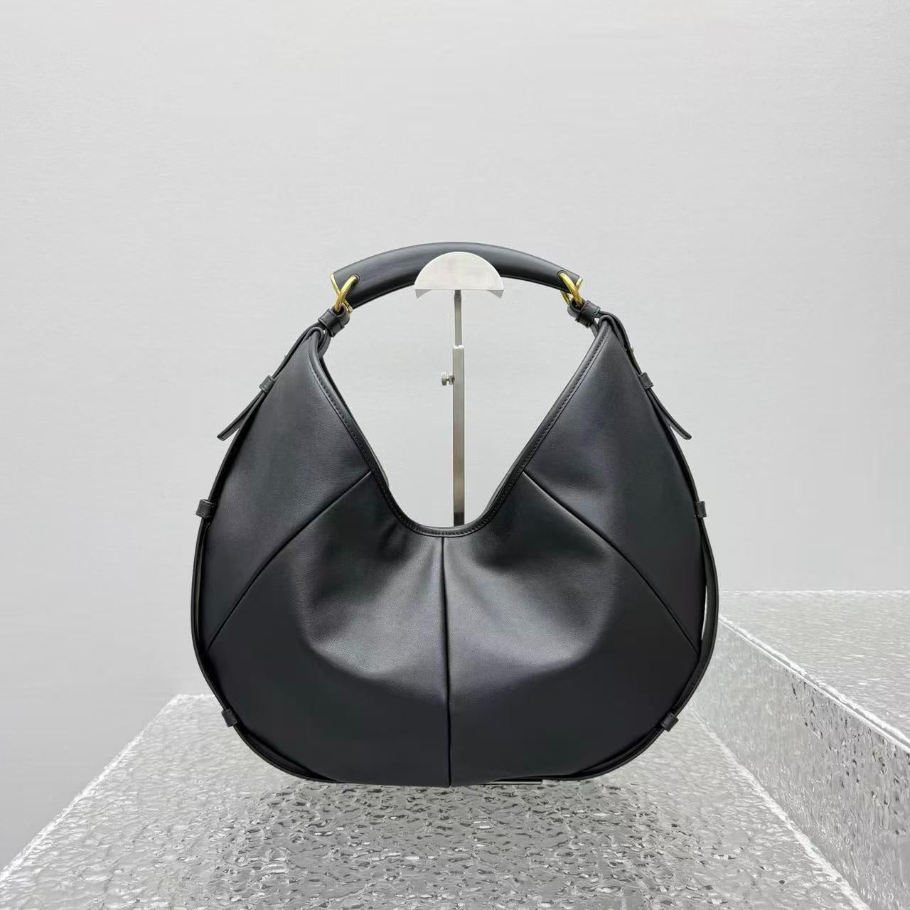 YSL Mombasa Shoulder Bag Black Paneled Leather