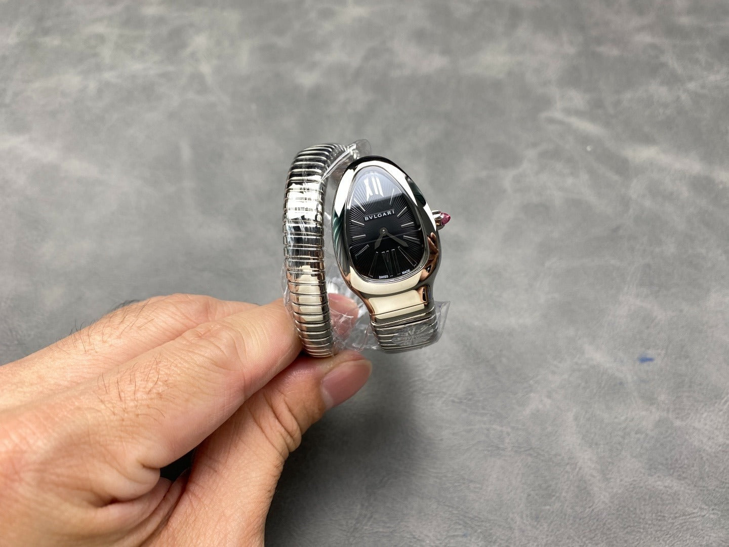 Bulgari Serpenti Tubogas Sliver With Black Dial