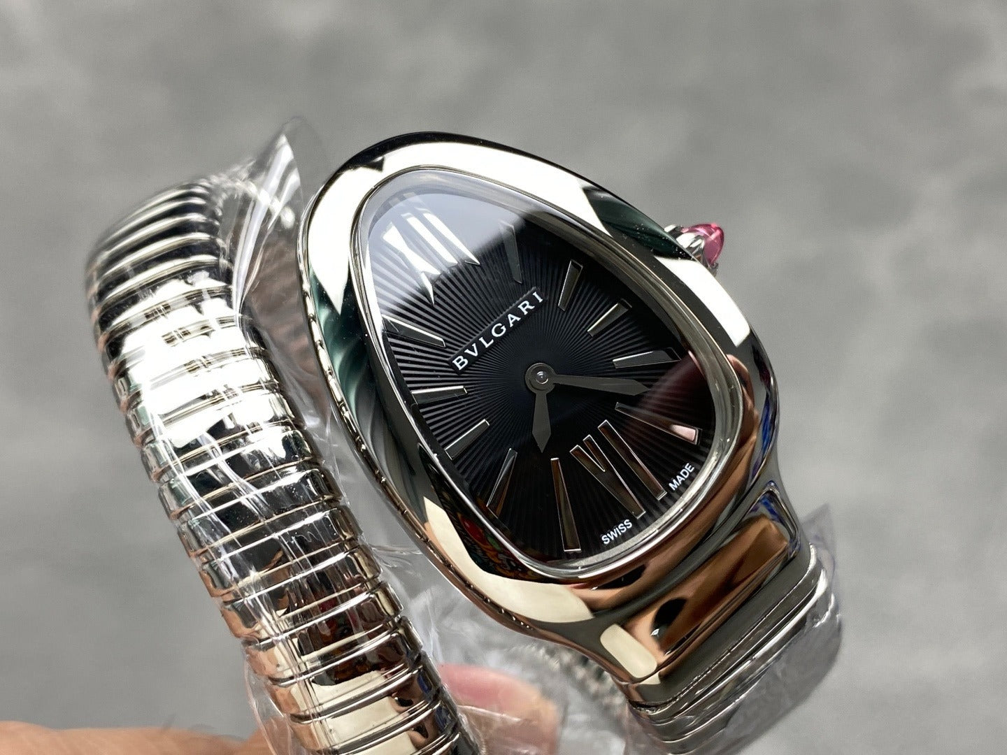 Bulgari Serpenti Tubogas Sliver With Black Dial