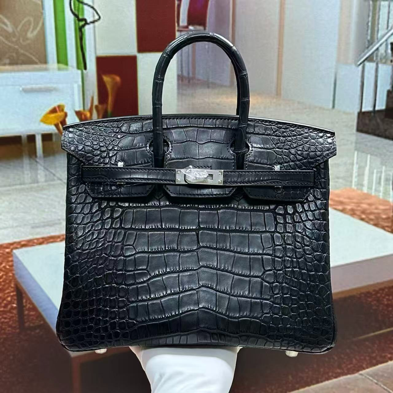 HM Birkin 25cm Black Matte Alligator Leather Hardware