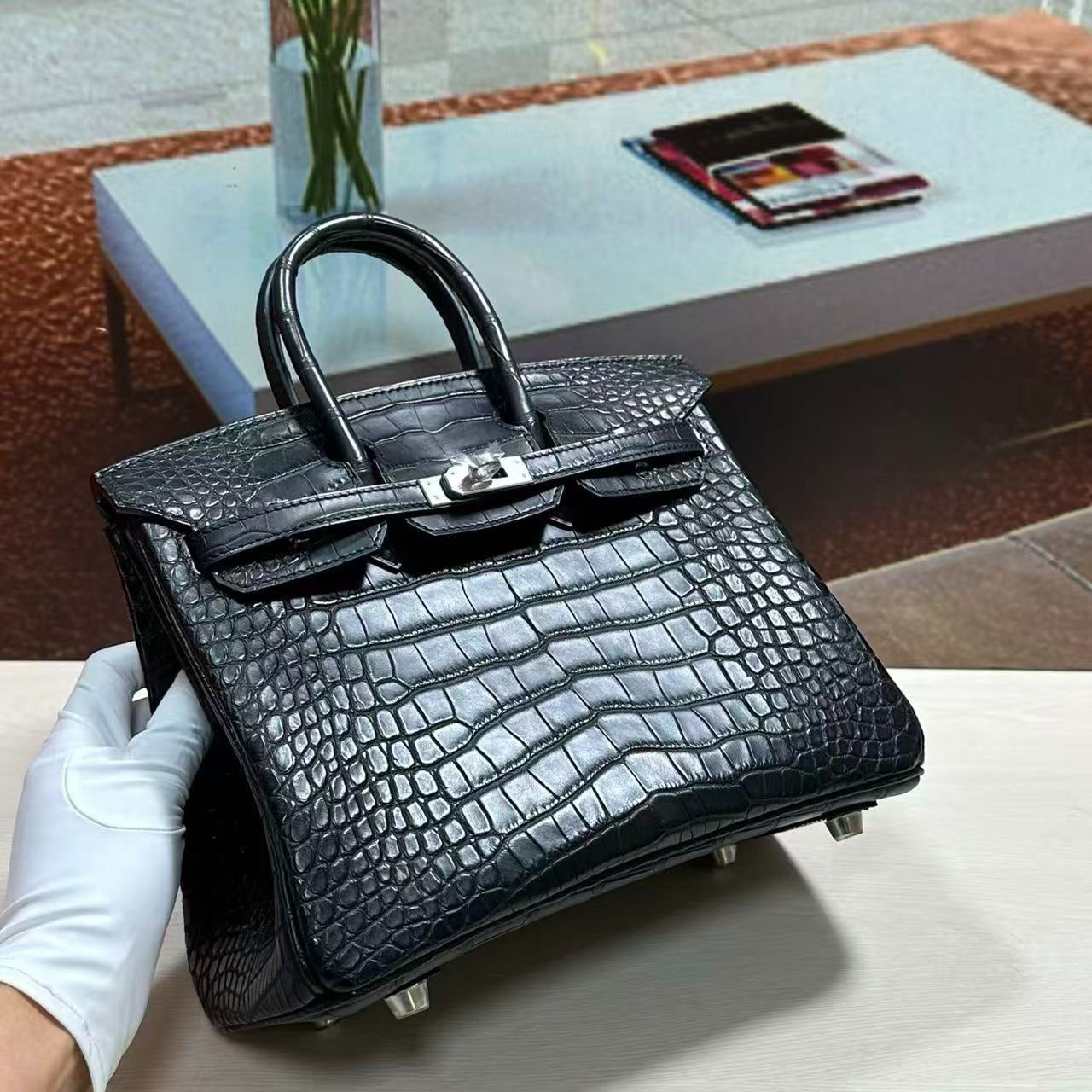 HM Birkin 25cm Black Matte Alligator Leather Hardware