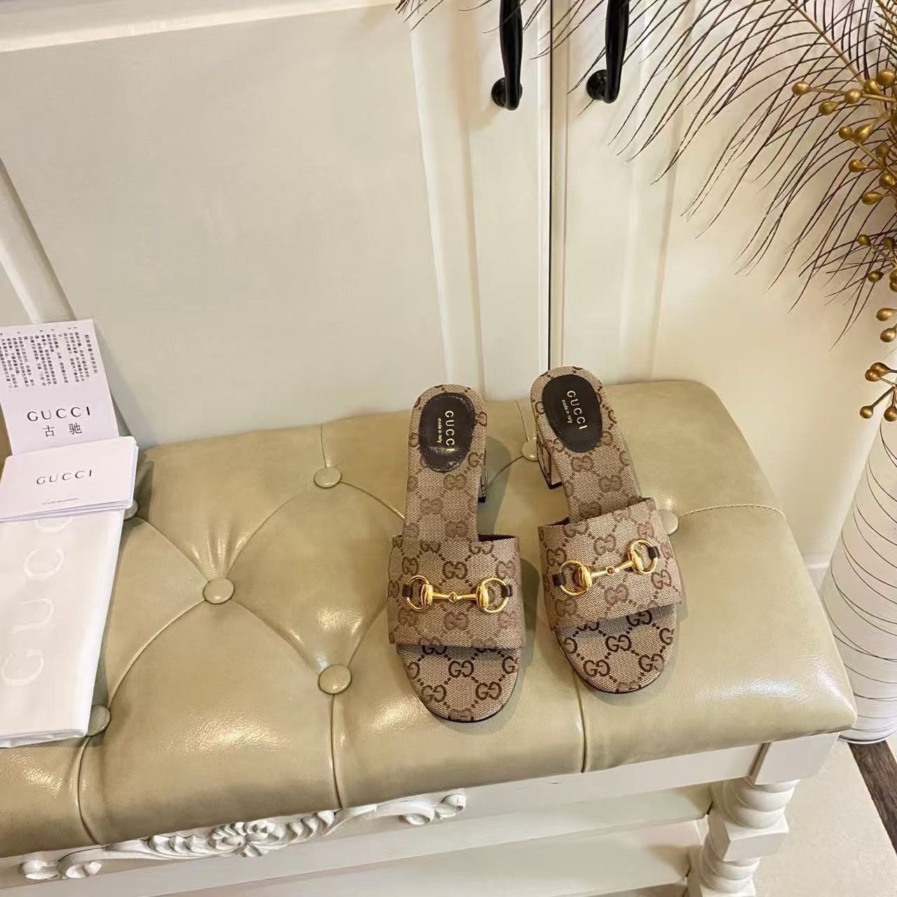 GG 26s Sandal With Horsebit Beige Brown Canvas
