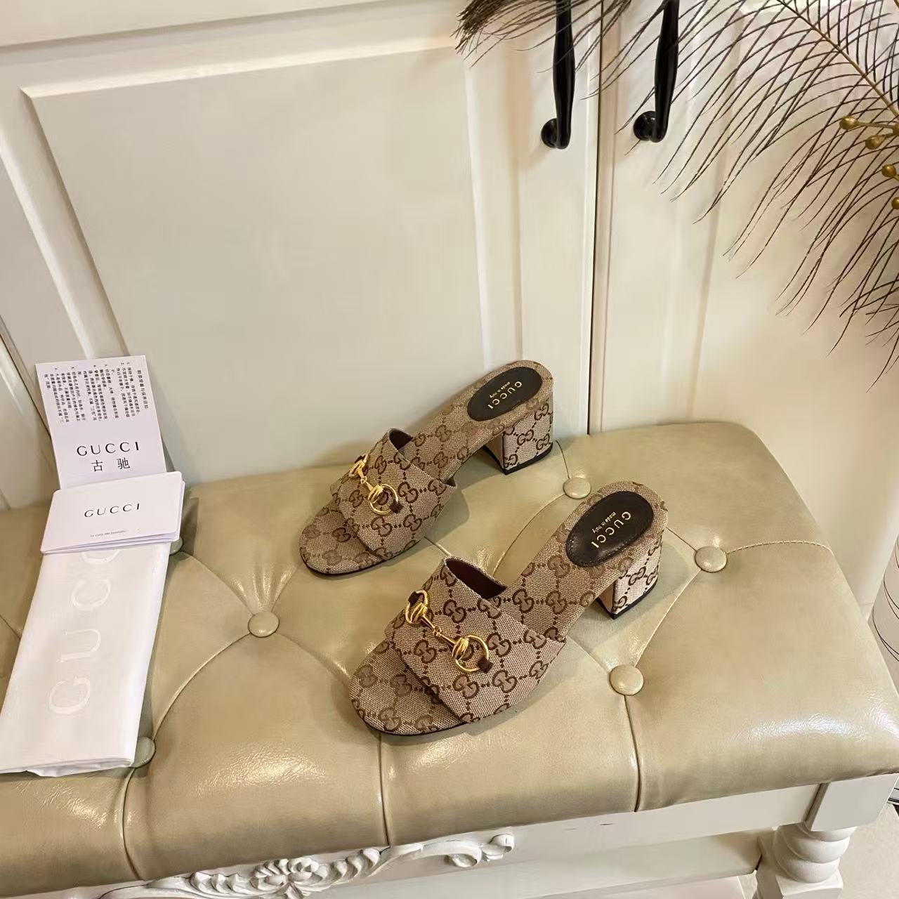GG 26s Sandal With Horsebit Beige Brown Canvas